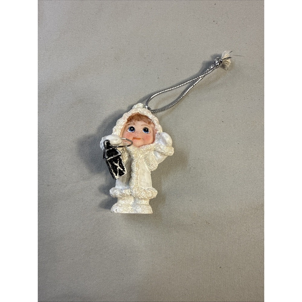 Vintage Dreamsicles Northern Lights Ornament Child with Lantern Winter Snow Baby